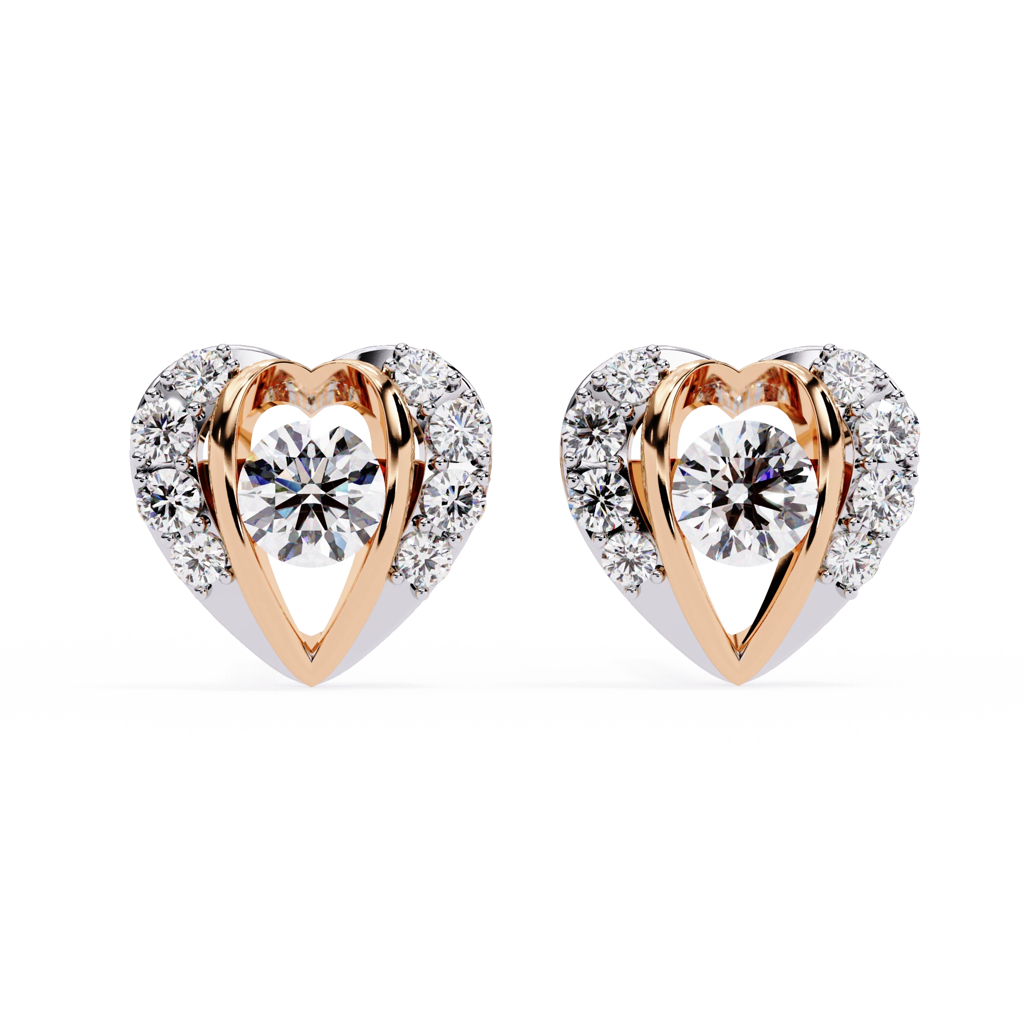 Heart Diamond Stud Earrings