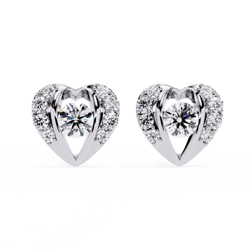 Heart Diamond Stud Earrings