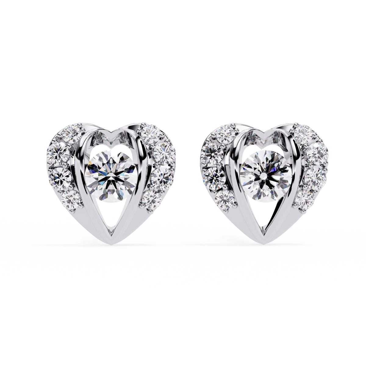 Heart Diamond Stud Earrings