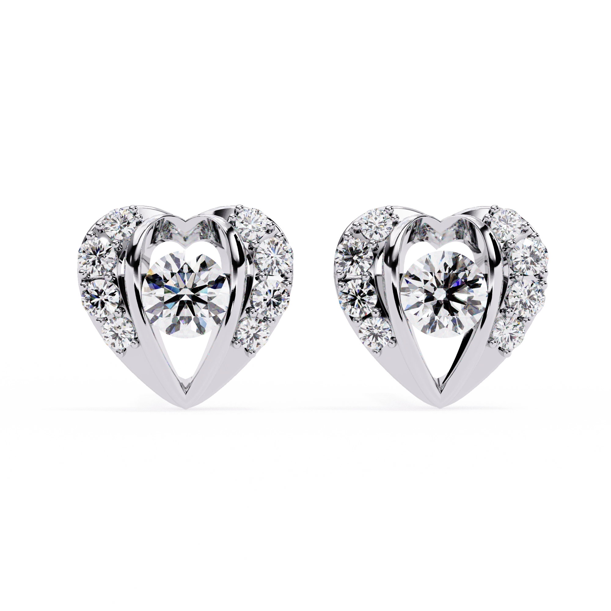 Heart Diamond Stud Earrings