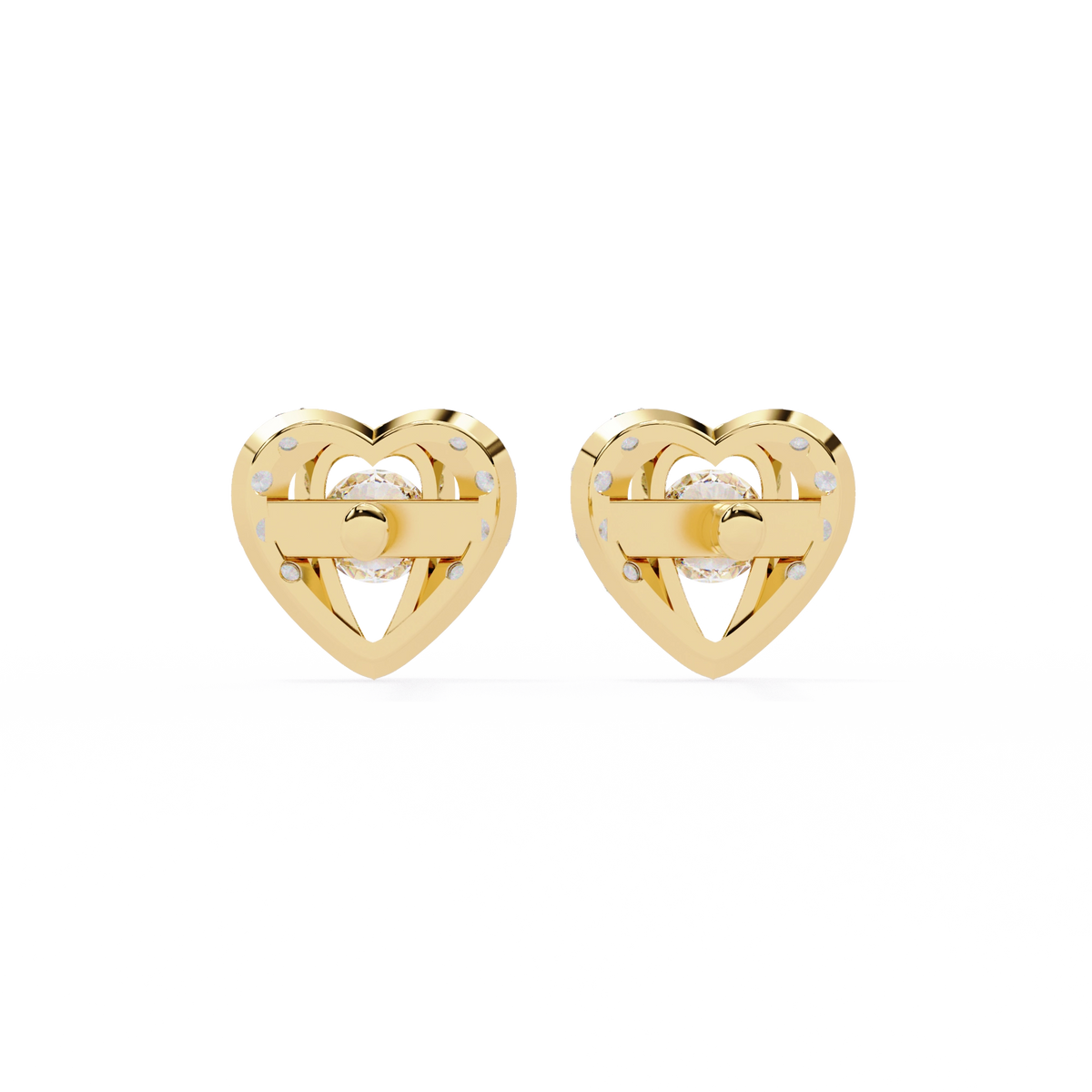 Heart Diamond Stud Earrings