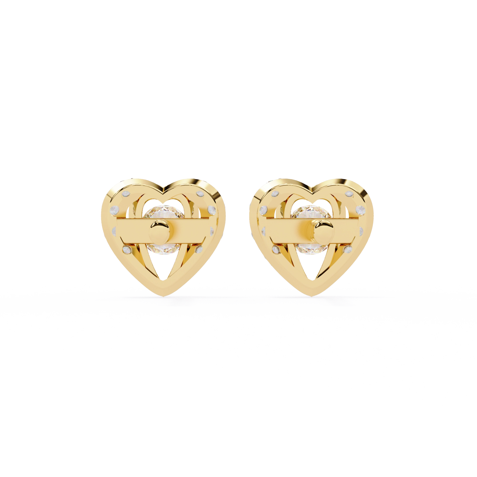 Heart Diamond Stud Earrings