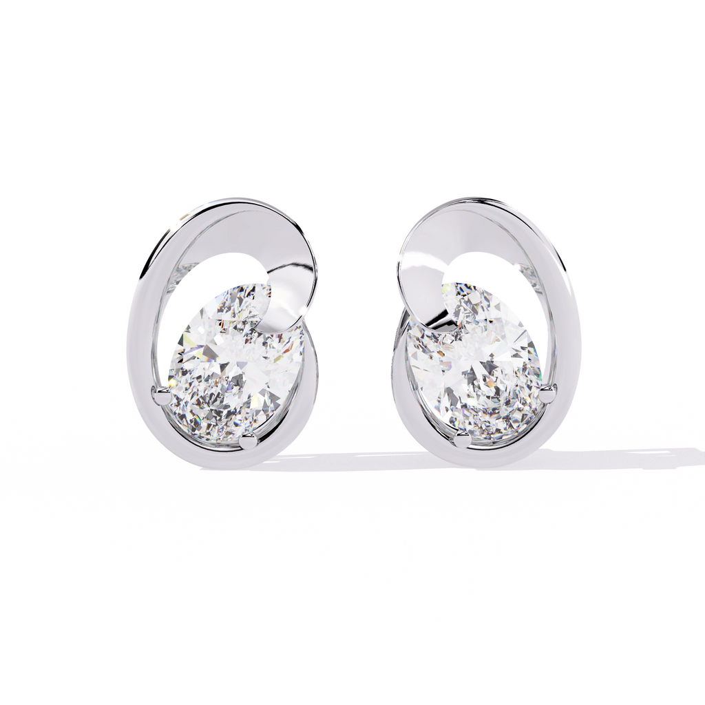 Modern Oval Diamond Stud Earrings