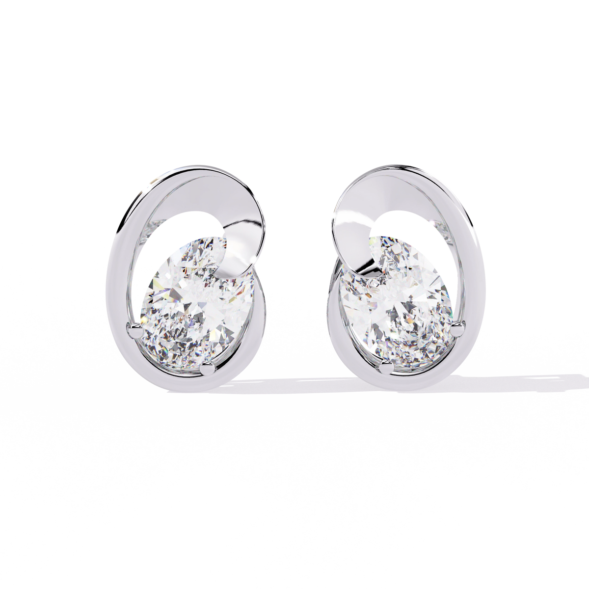 Modern Oval Diamond Stud Earrings