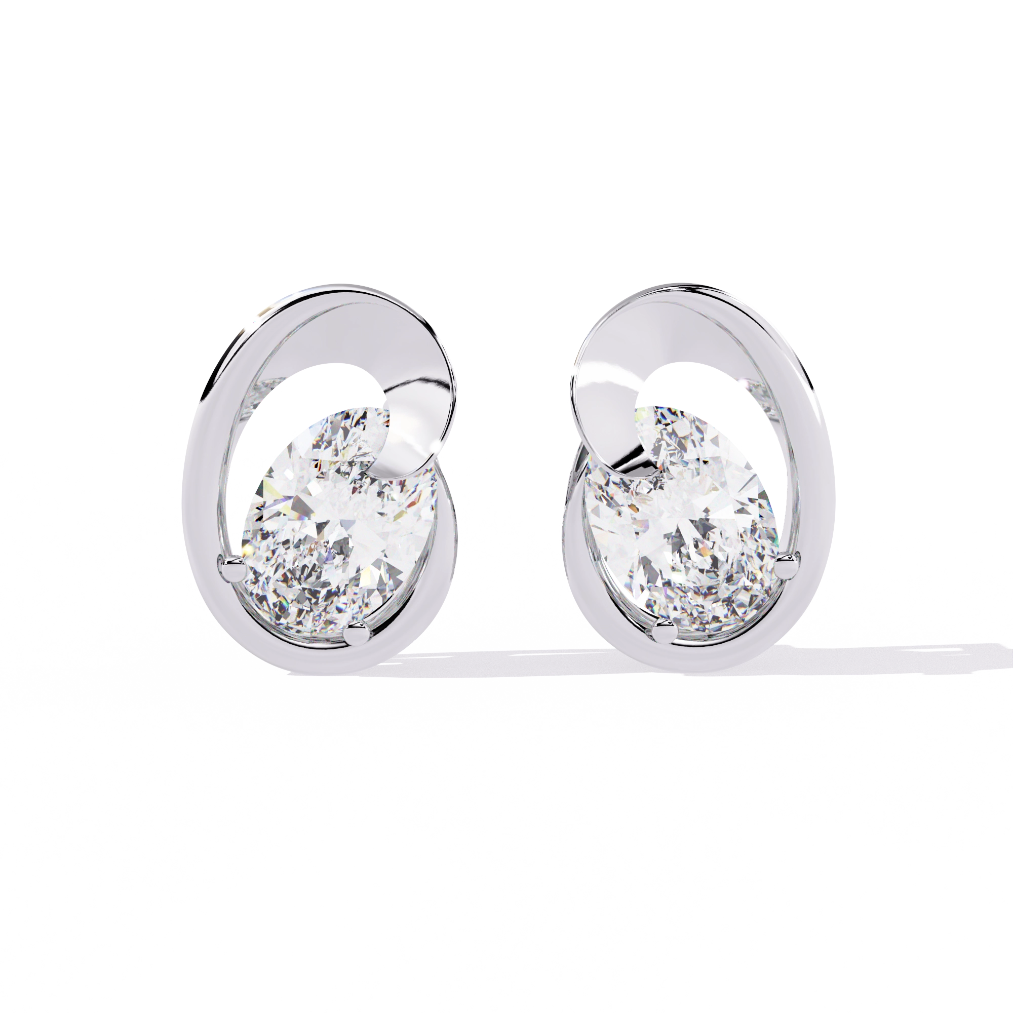 Modern Oval Diamond Stud Earrings