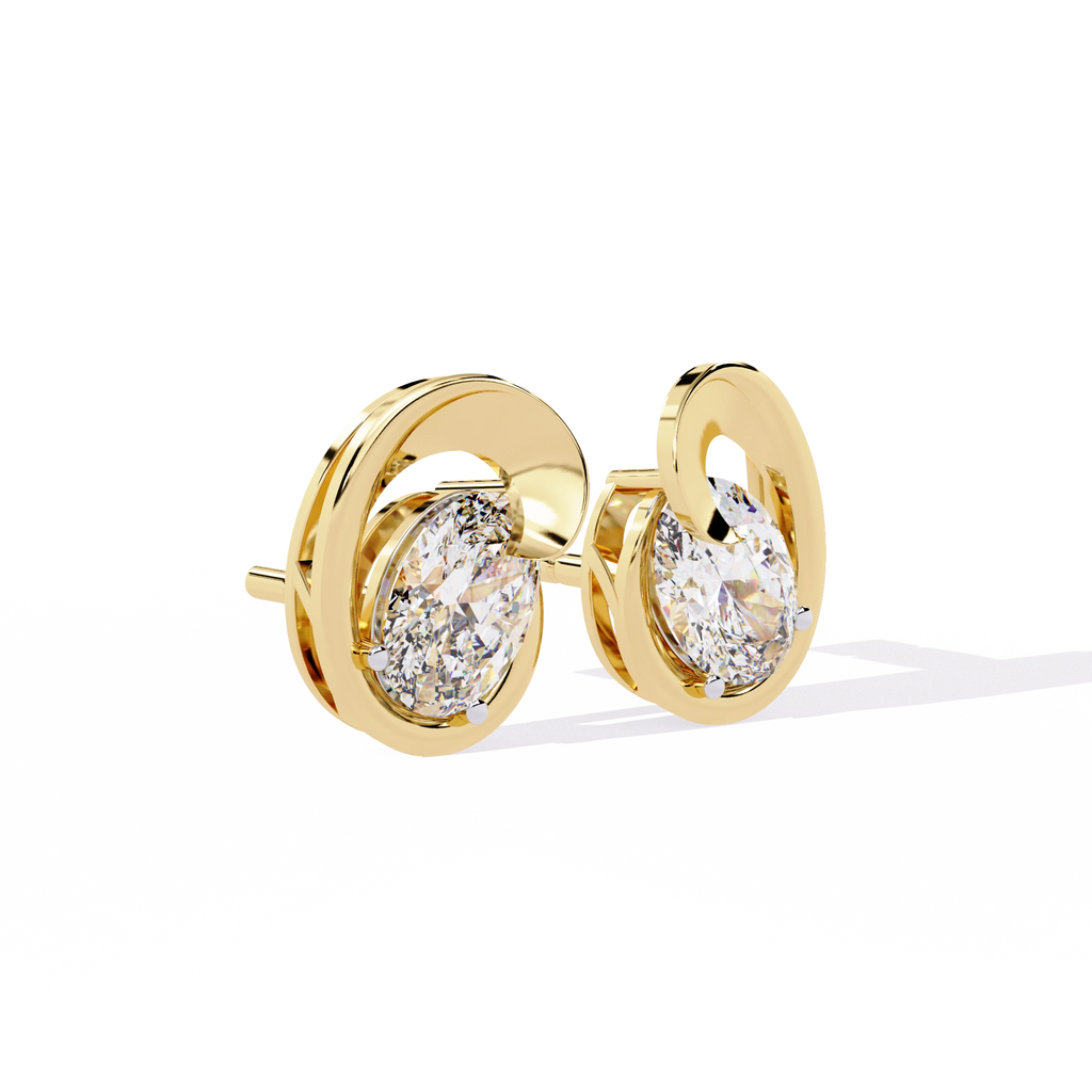 Modern Oval Diamond Stud Earrings
