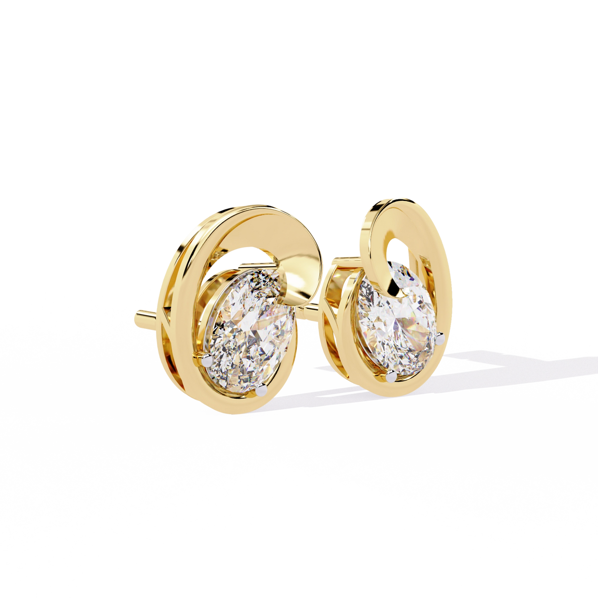Modern Oval Diamond Stud Earrings