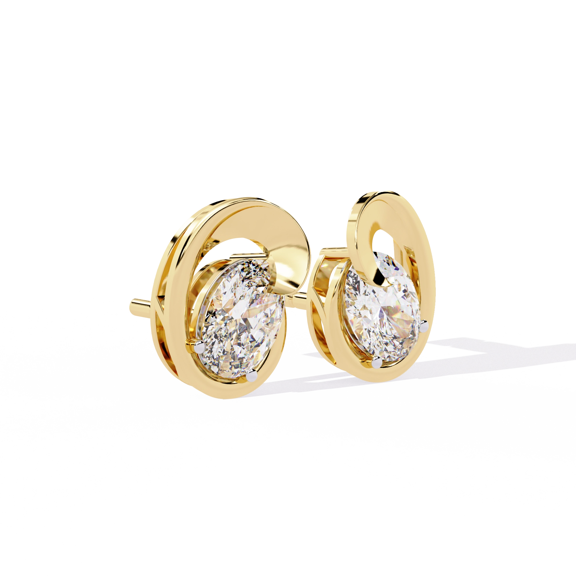 Modern Oval Diamond Stud Earrings