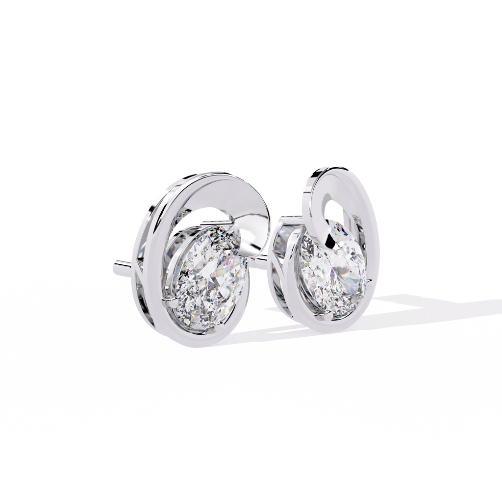 Modern Oval Diamond Stud Earrings