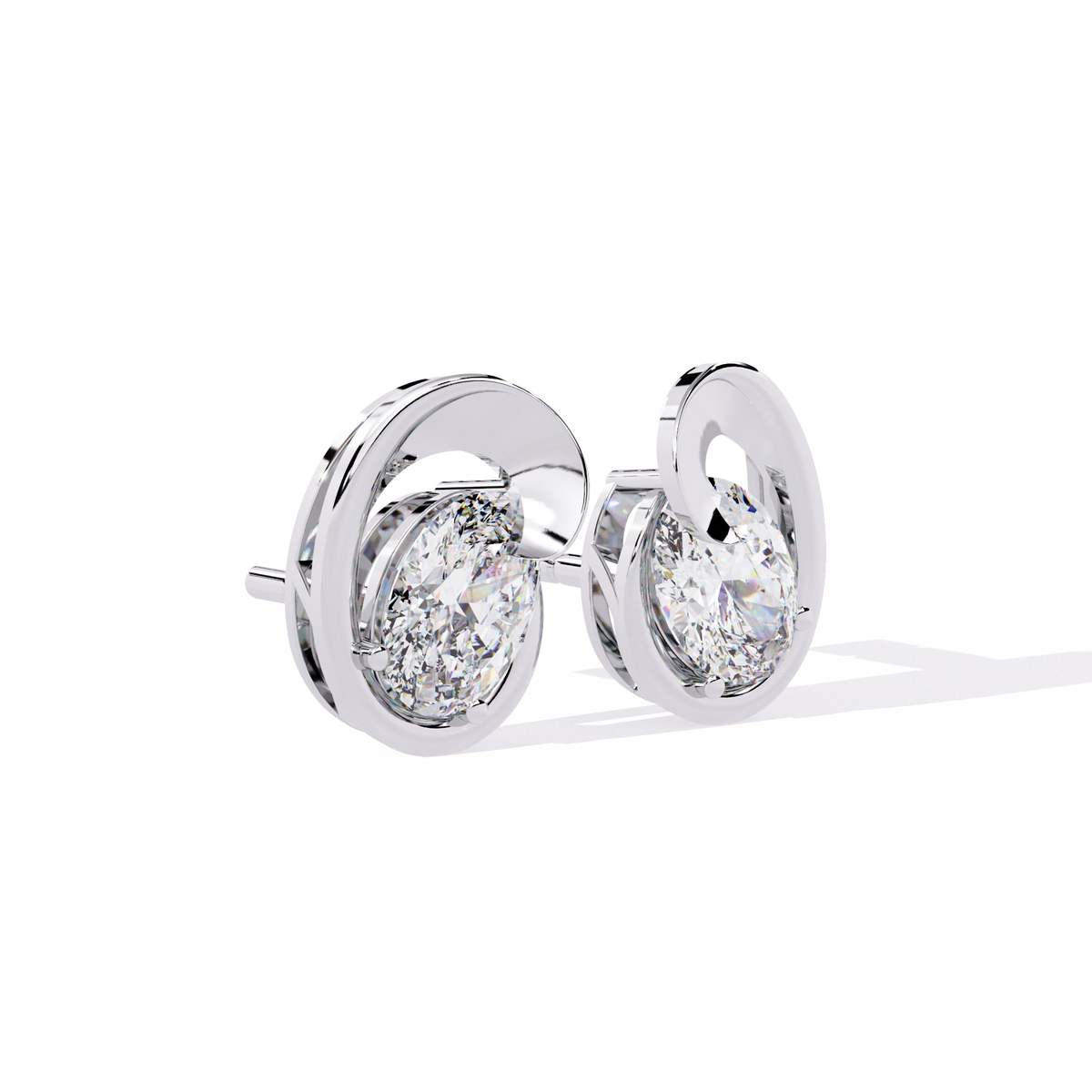Modern Oval Diamond Stud Earrings