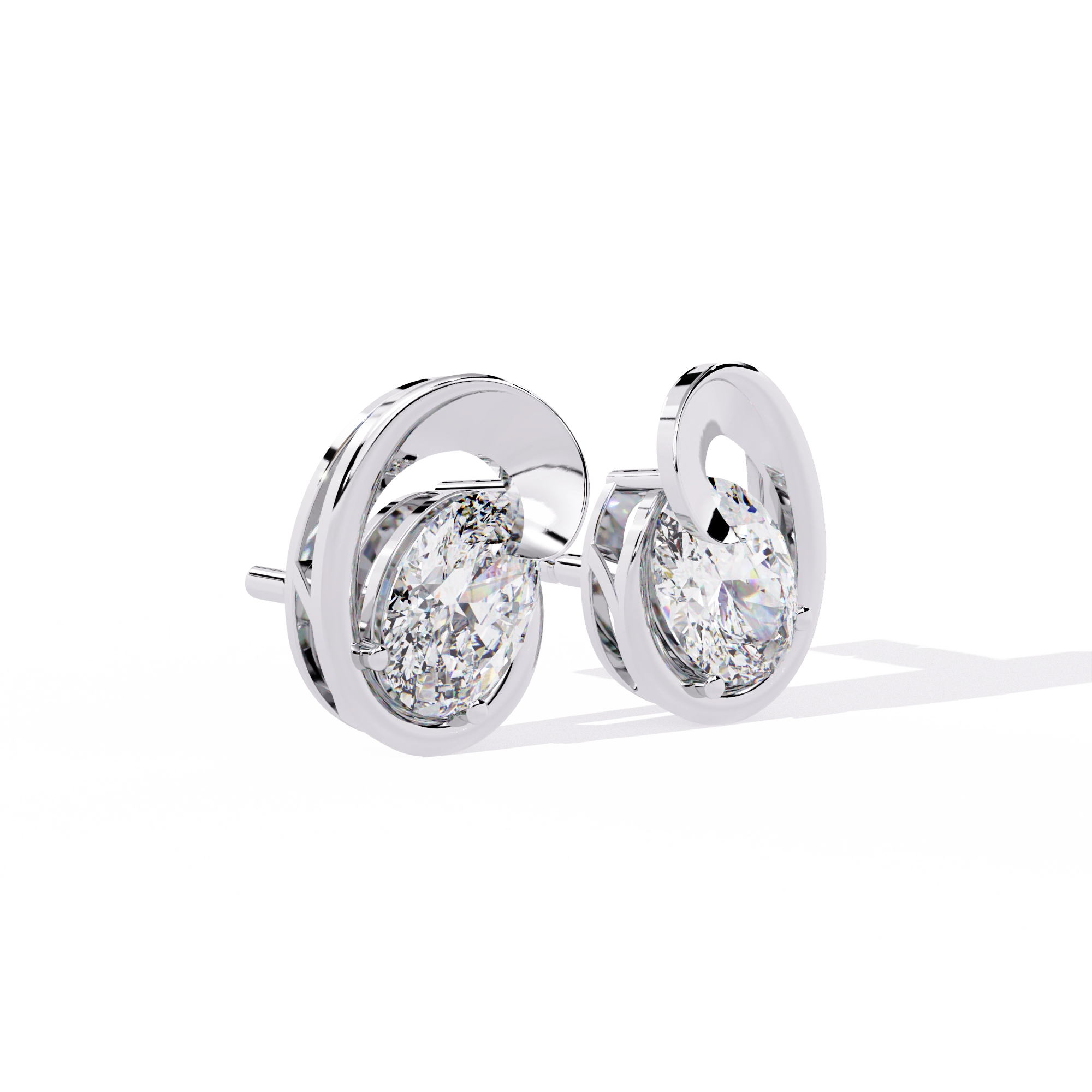 Modern Oval Diamond Stud Earrings