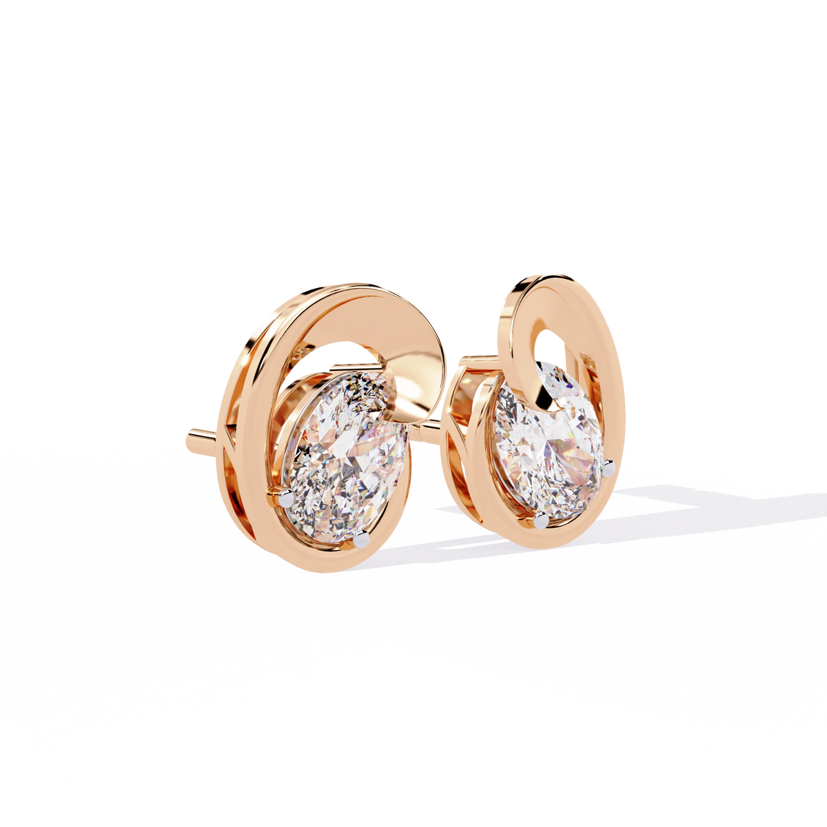 Modern Oval Diamond Stud Earrings