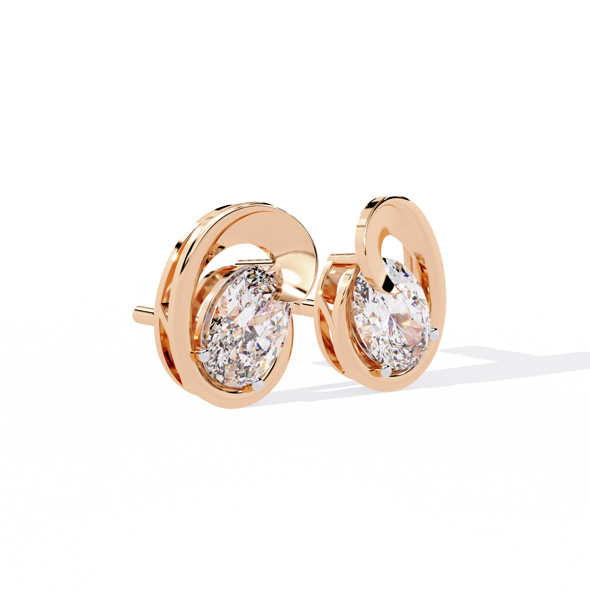Modern Oval Diamond Stud Earrings
