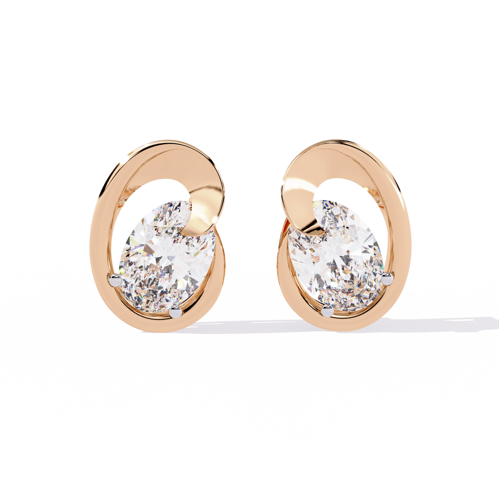 Modern Oval Diamond Stud Earrings