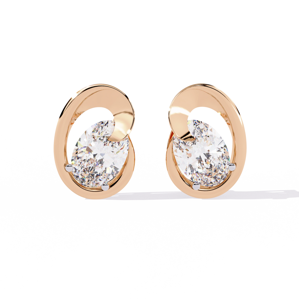 Modern Oval Diamond Stud Earrings