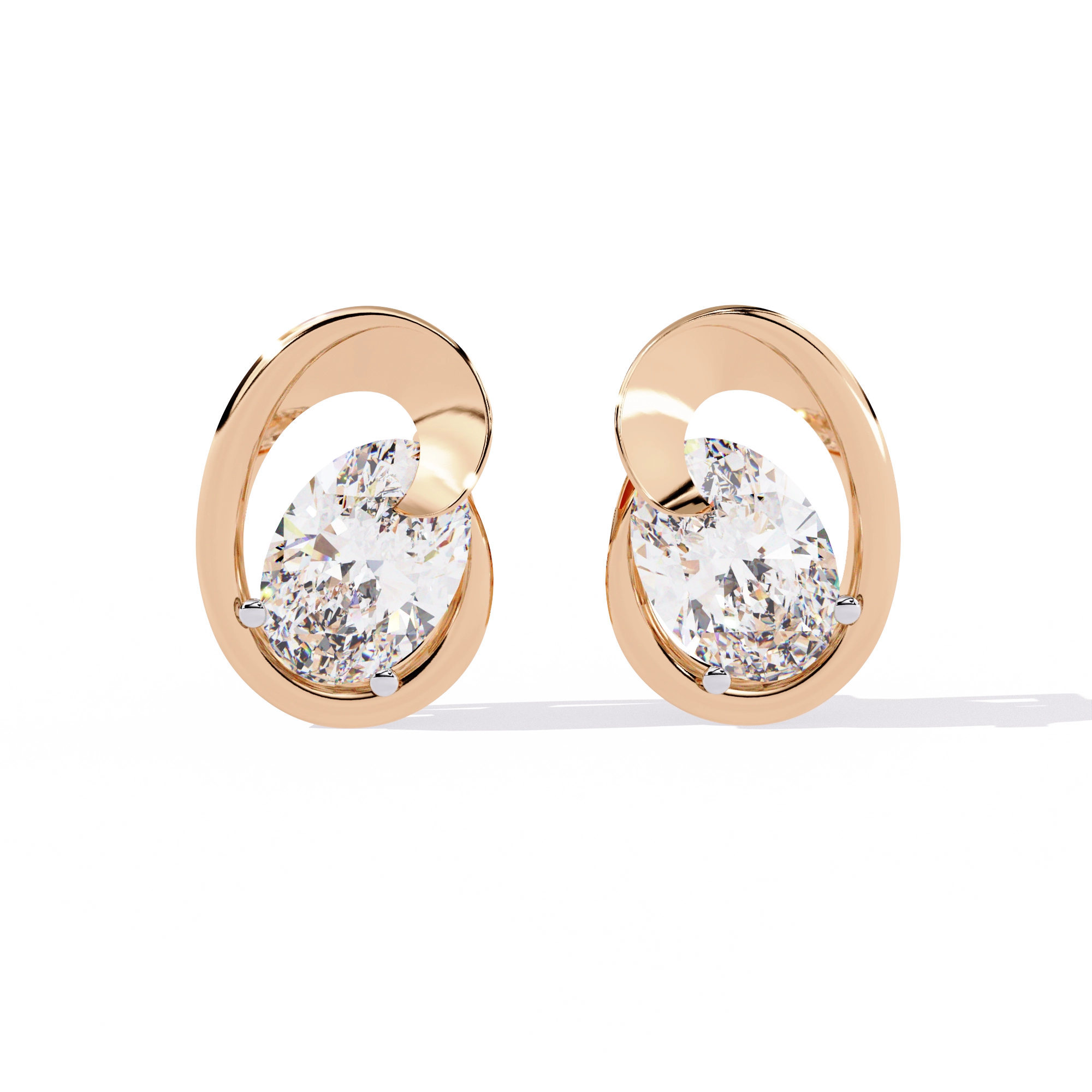 Modern Oval Diamond Stud Earrings