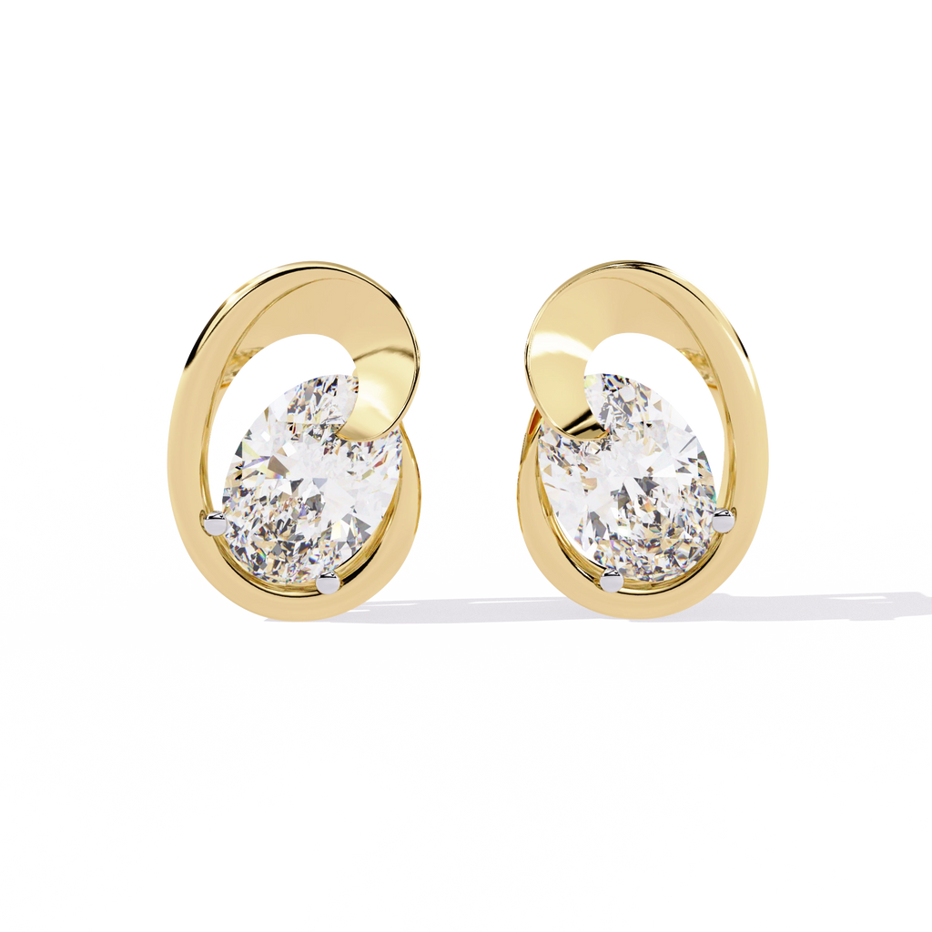 Modern Oval Diamond Stud Earrings