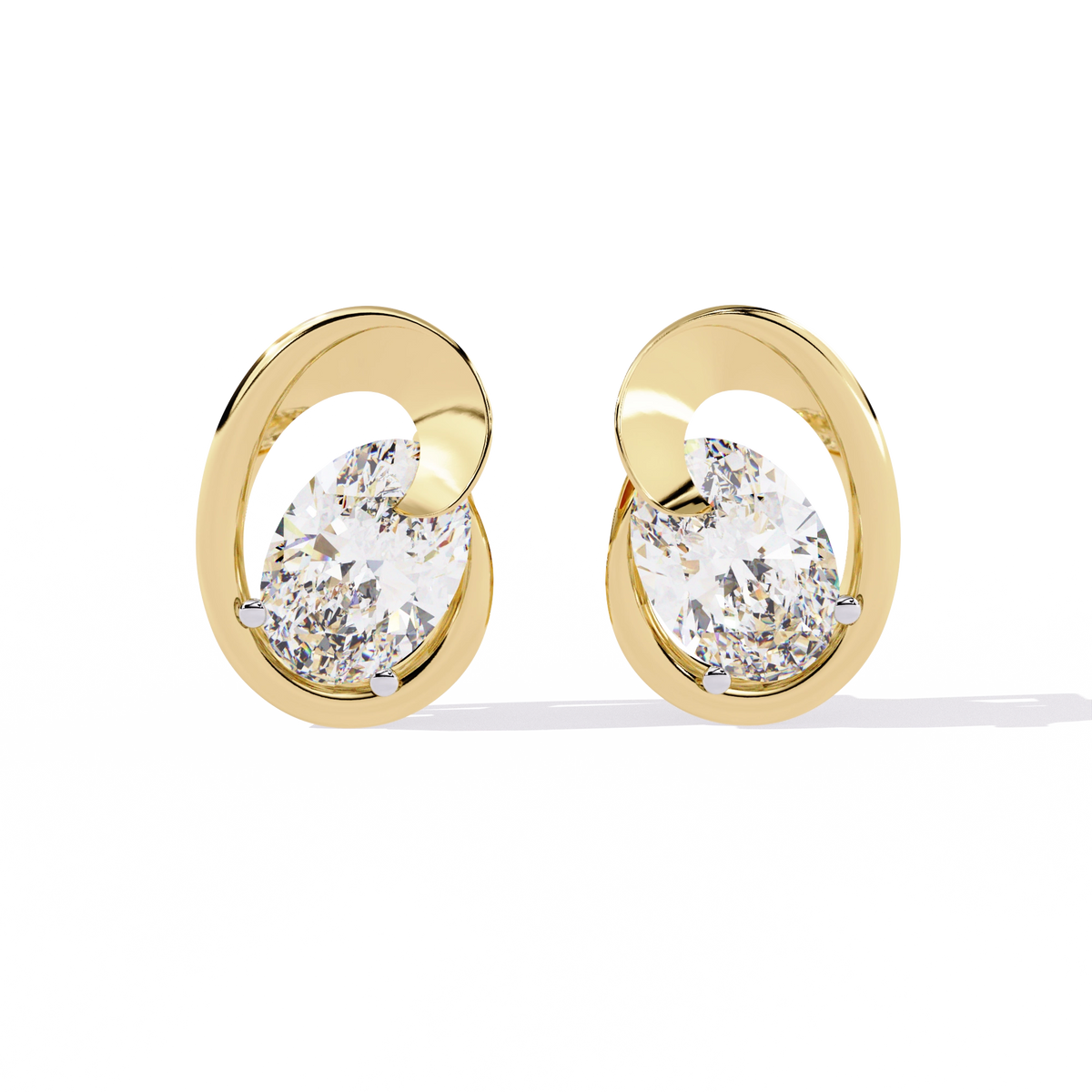 Modern Oval Diamond Stud Earrings