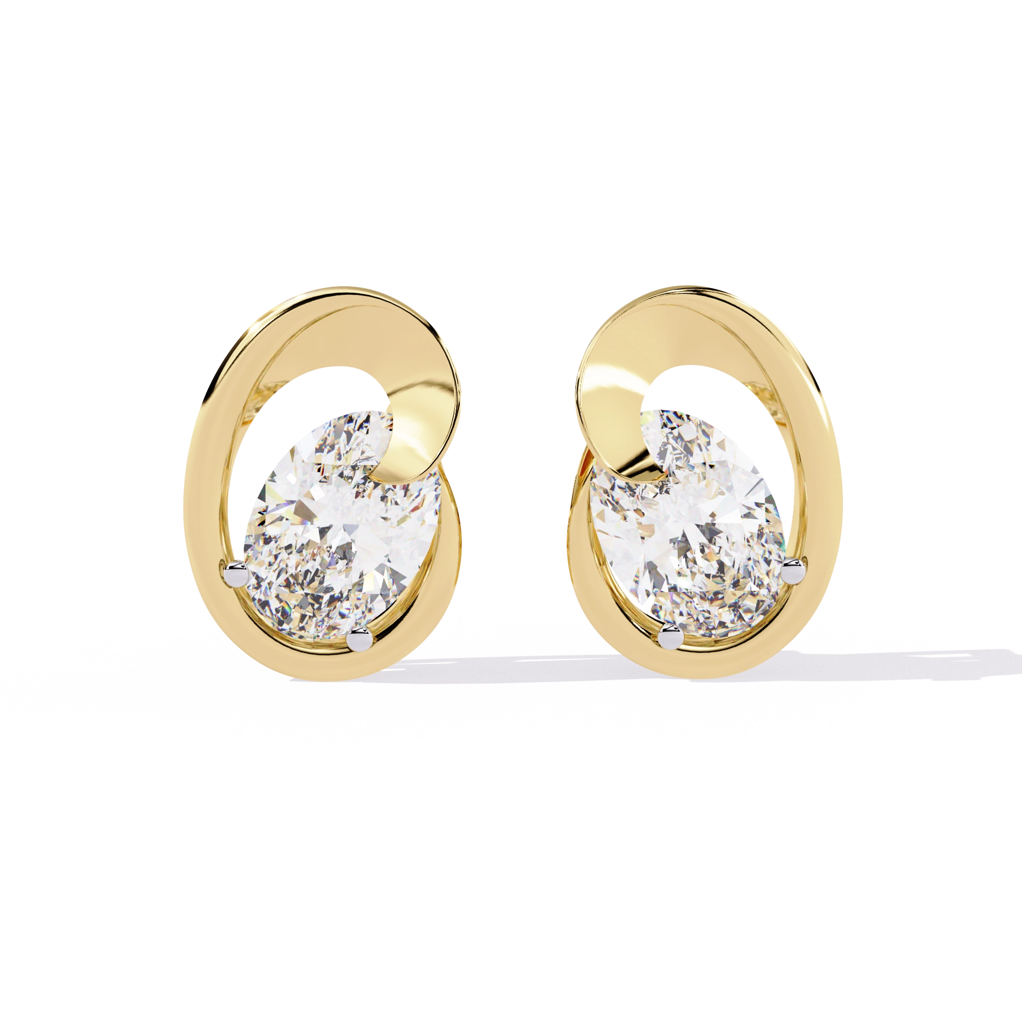 Modern Oval Diamond Stud Earrings