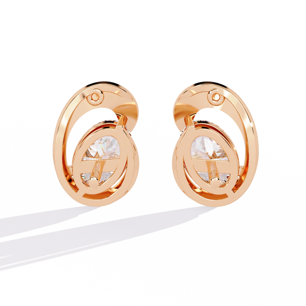 Modern Oval Diamond Stud Earrings