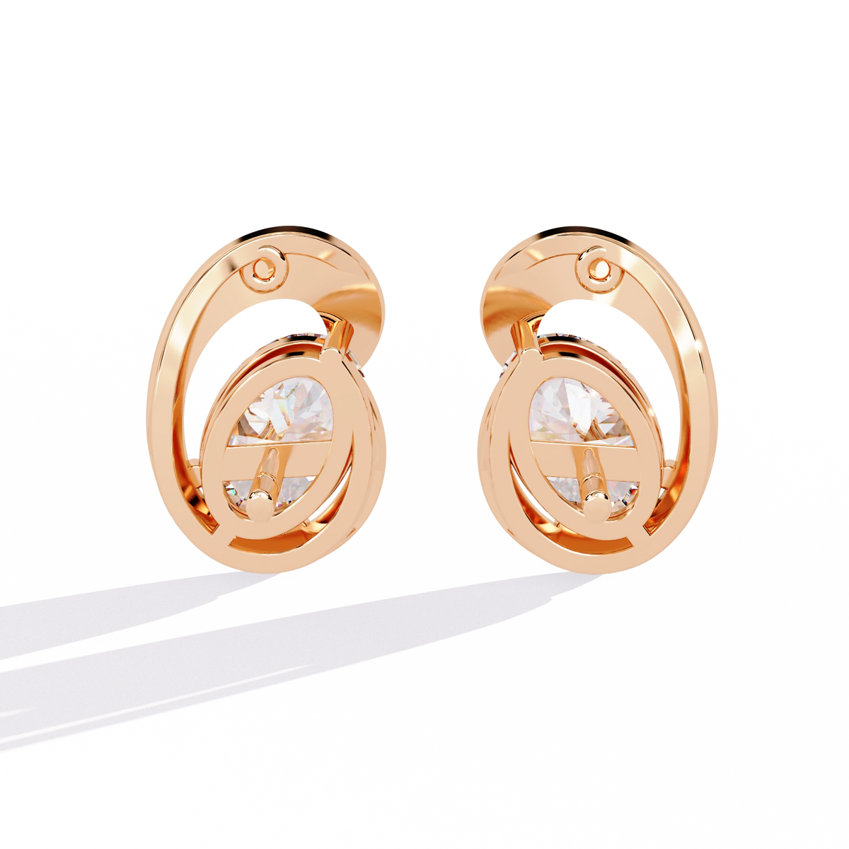 Modern Oval Diamond Stud Earrings