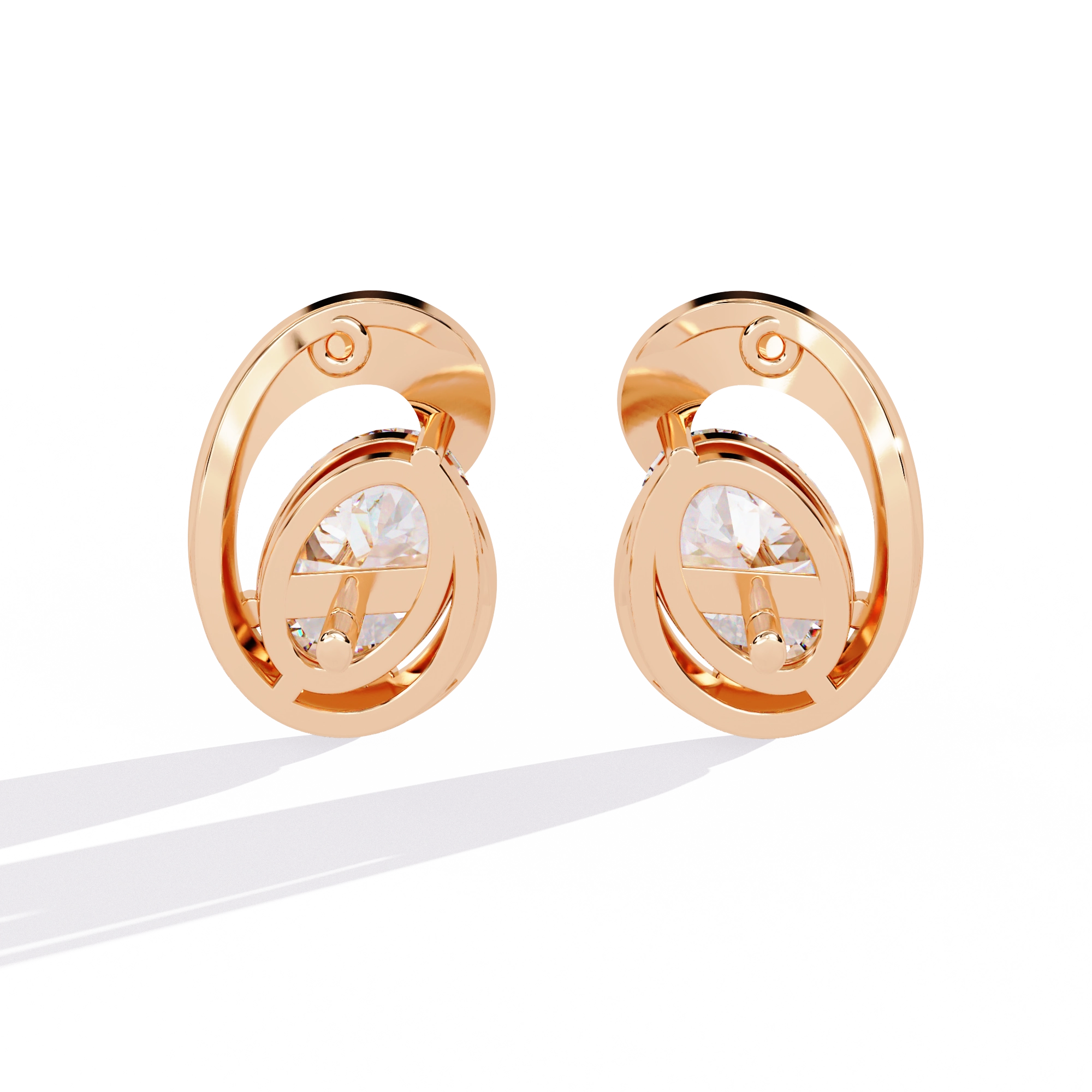 Modern Oval Diamond Stud Earrings