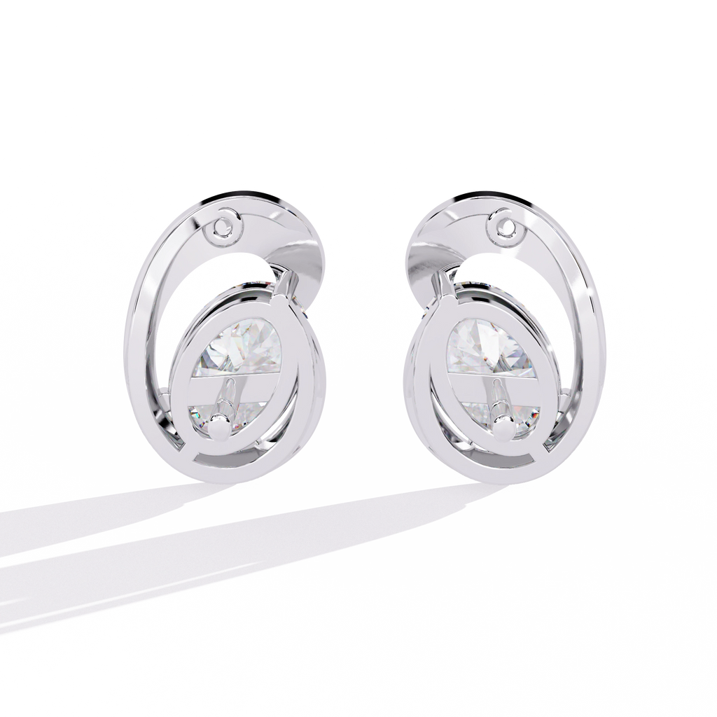 Modern Oval Diamond Stud Earrings