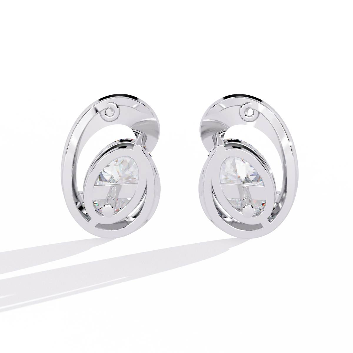 Modern Oval Diamond Stud Earrings