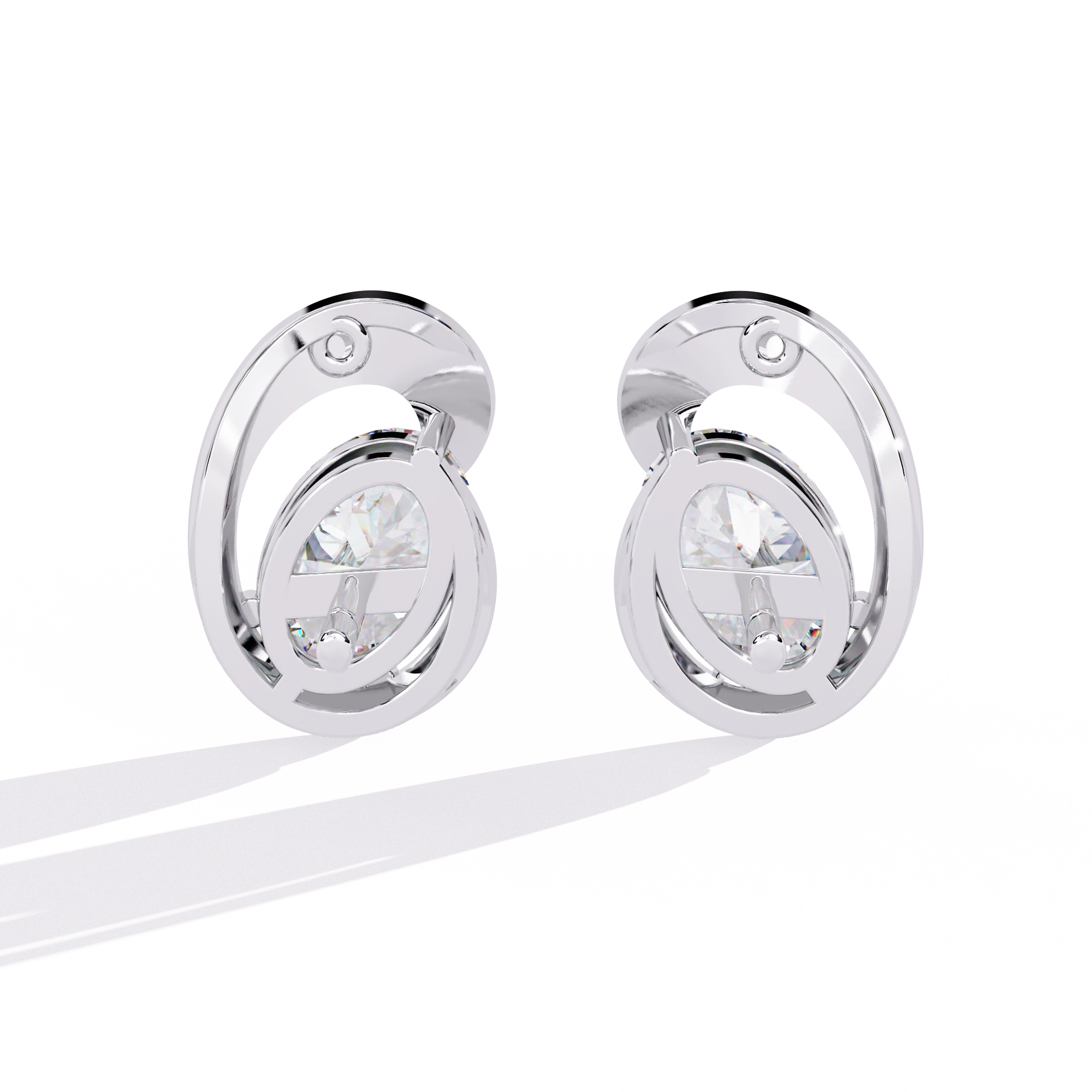 Modern Oval Diamond Stud Earrings