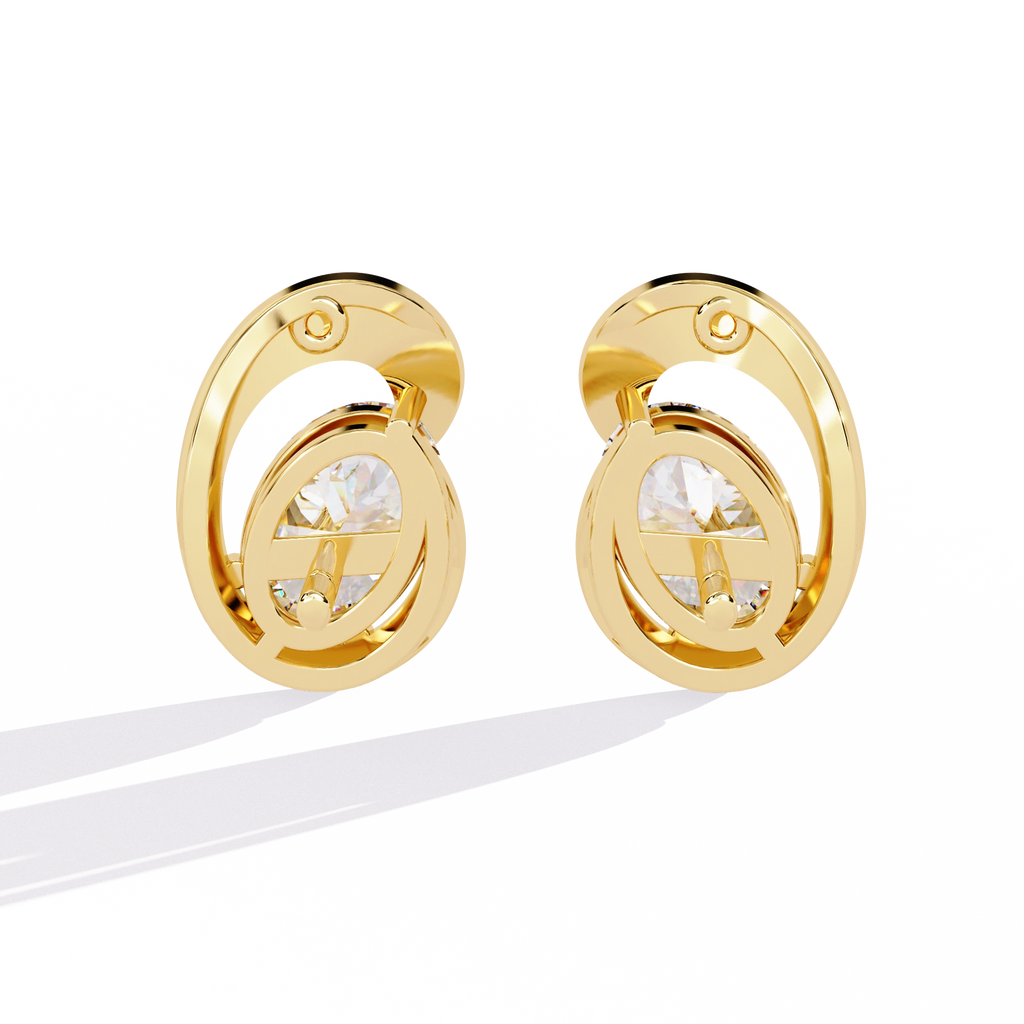 Modern Oval Diamond Stud Earrings