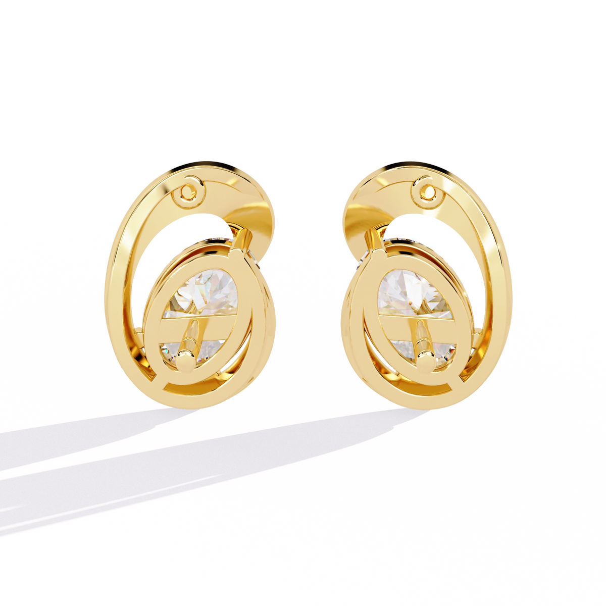 Modern Oval Diamond Stud Earrings