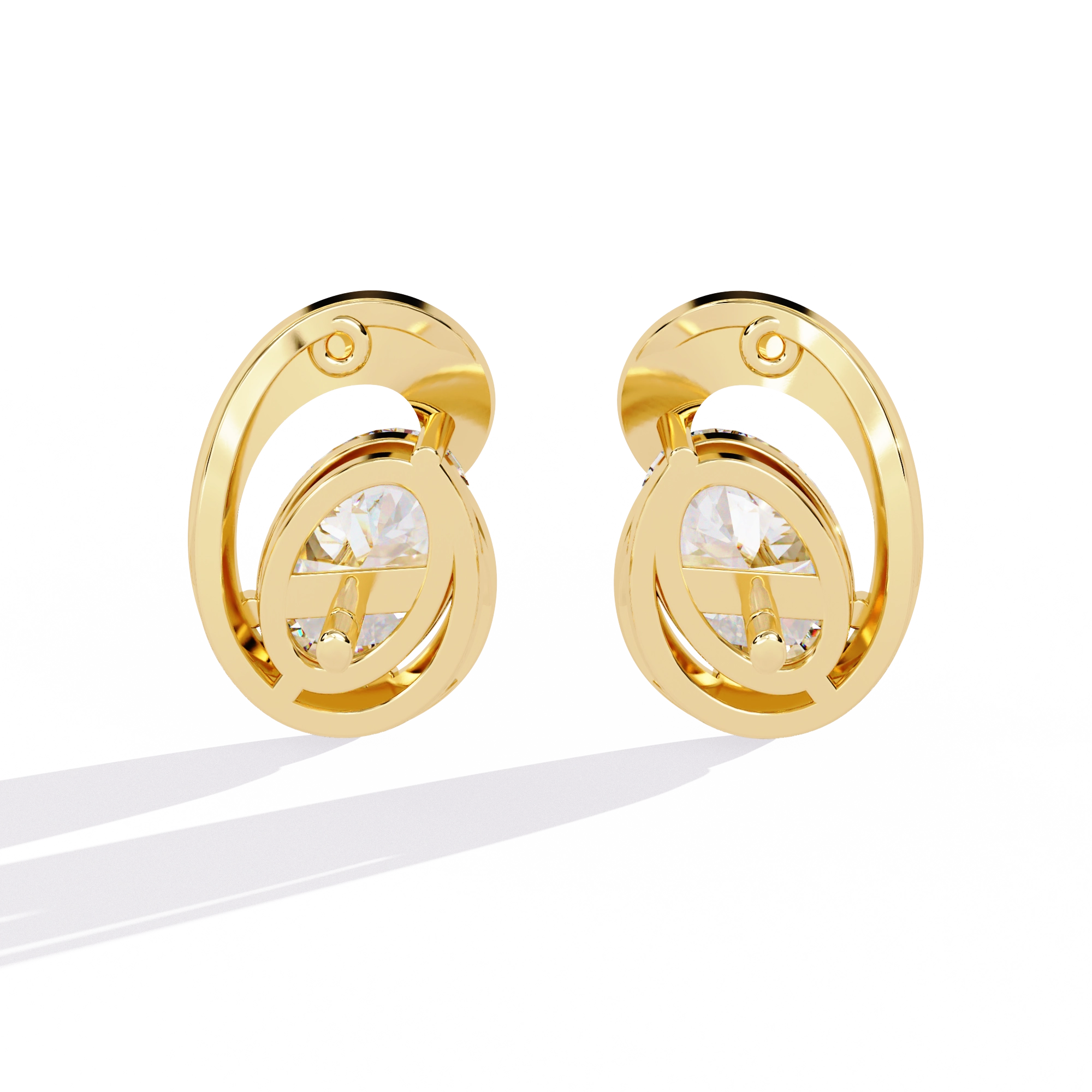 Modern Oval Diamond Stud Earrings