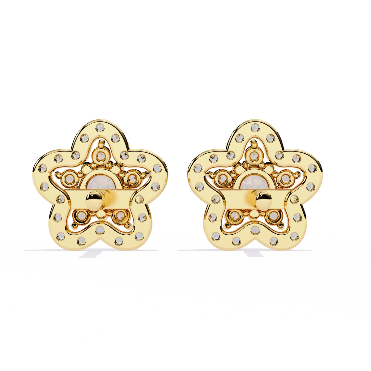 Floral Diamond Stud Earrings