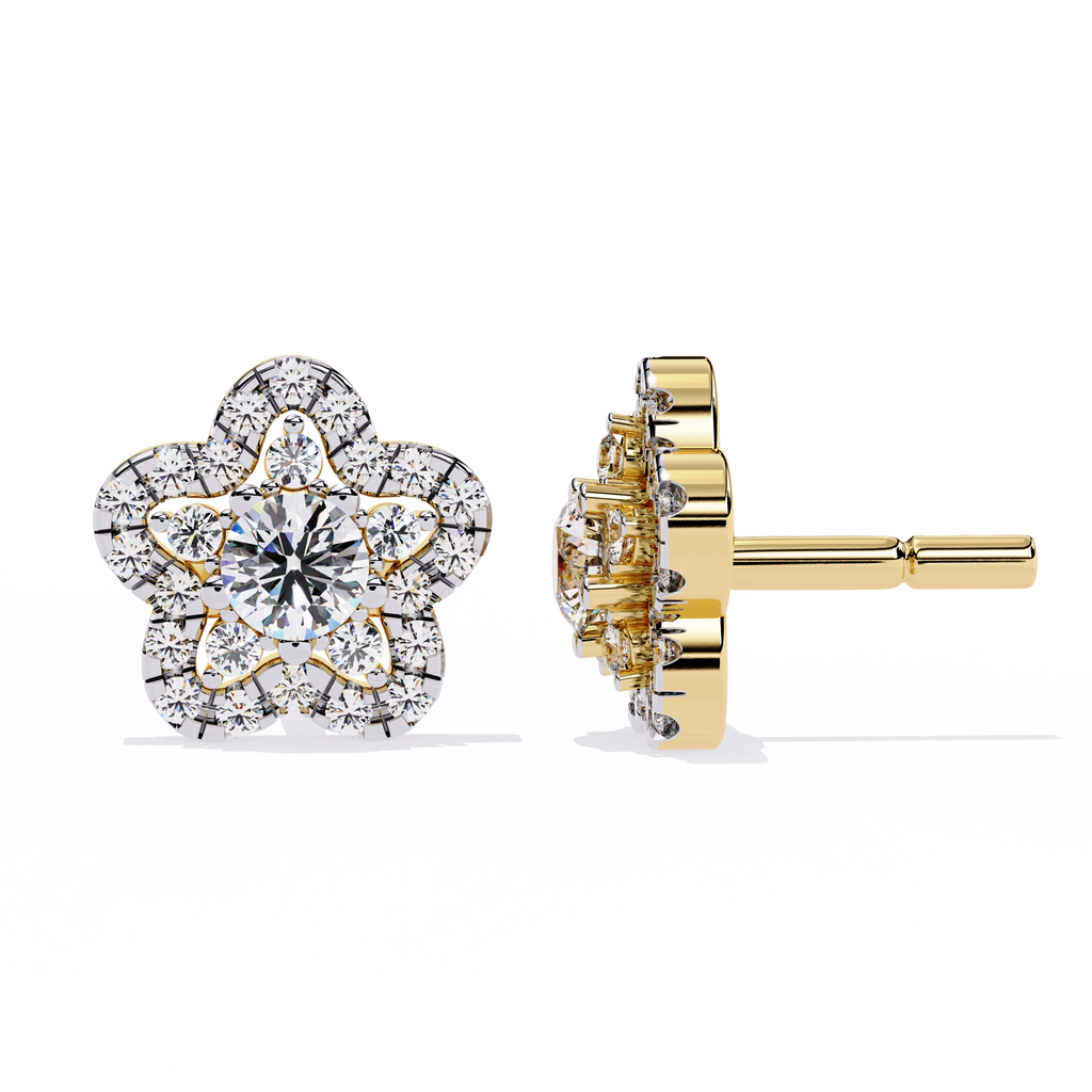 Floral Diamond Stud Earrings