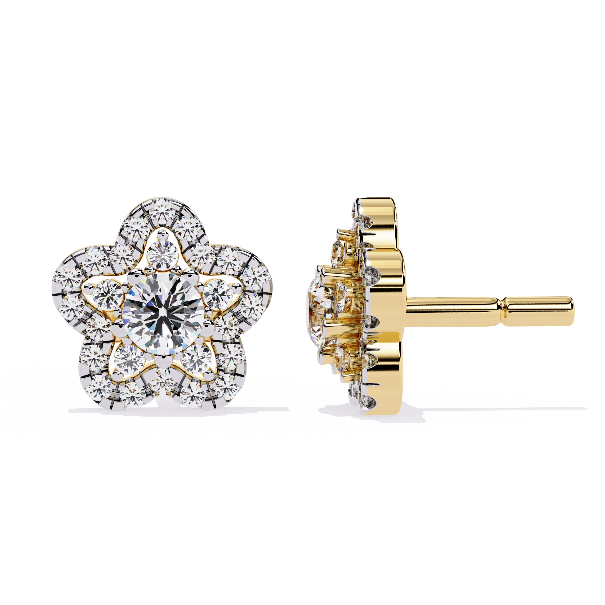 Floral Diamond Stud Earrings