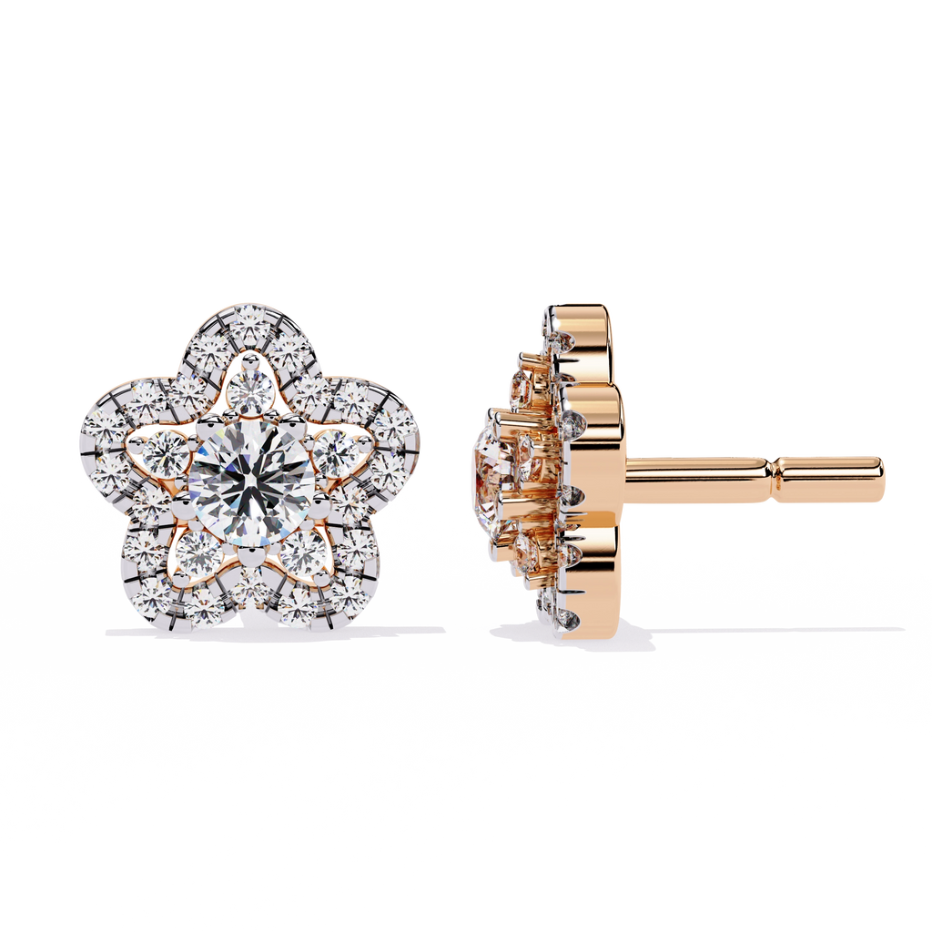 Floral Diamond Stud Earrings