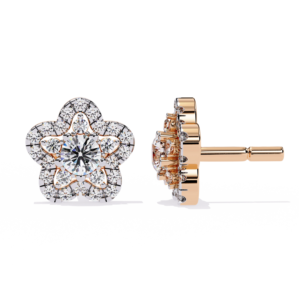 Floral Diamond Stud Earrings