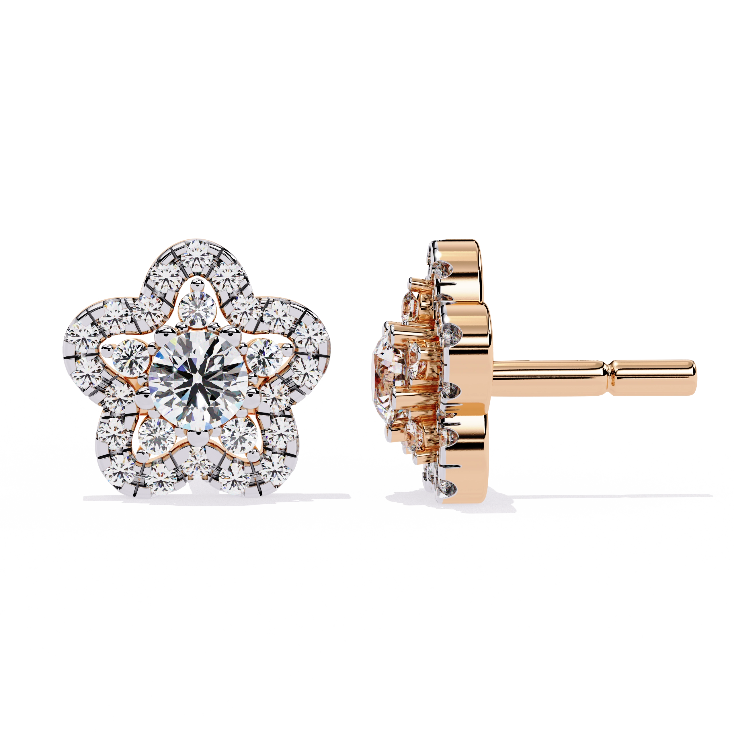 Floral Diamond Stud Earrings