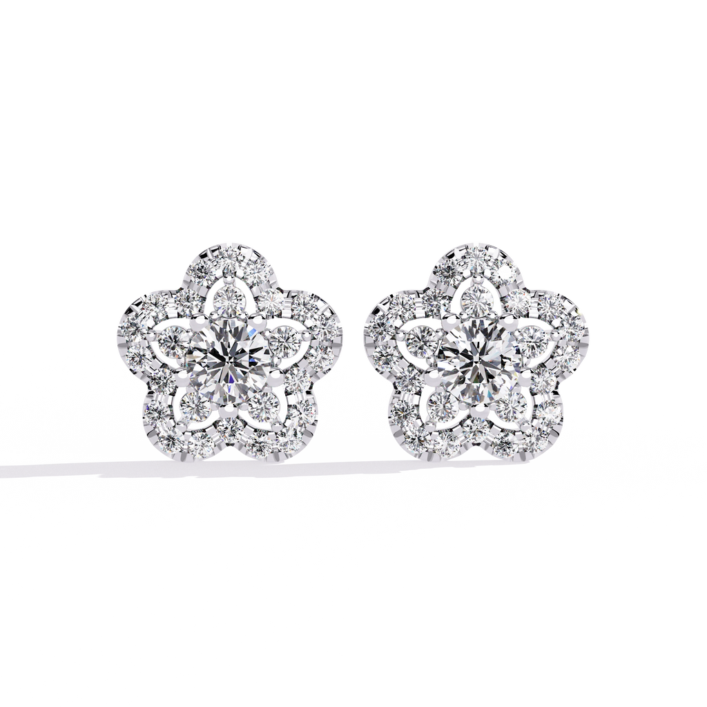 Floral Diamond Stud Earrings