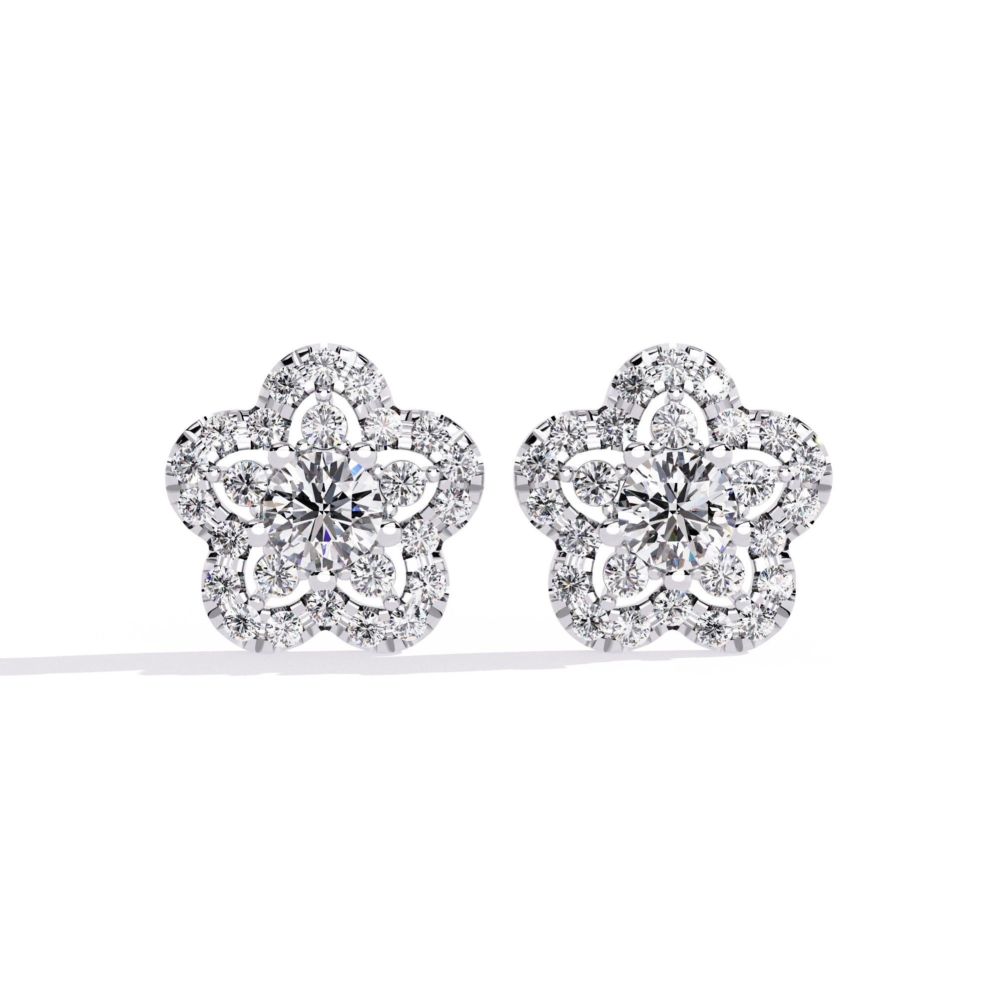 Floral Diamond Stud Earrings