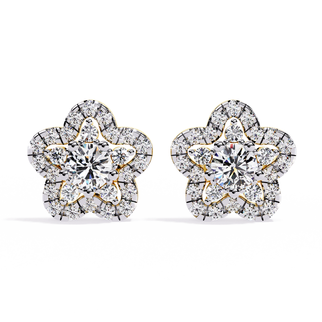 Floral Diamond Stud Earrings