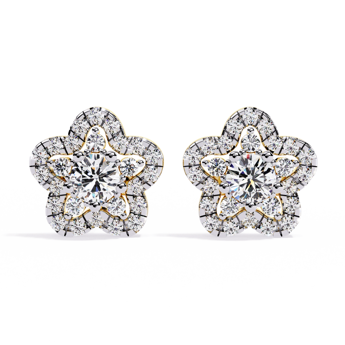 Floral Diamond Stud Earrings
