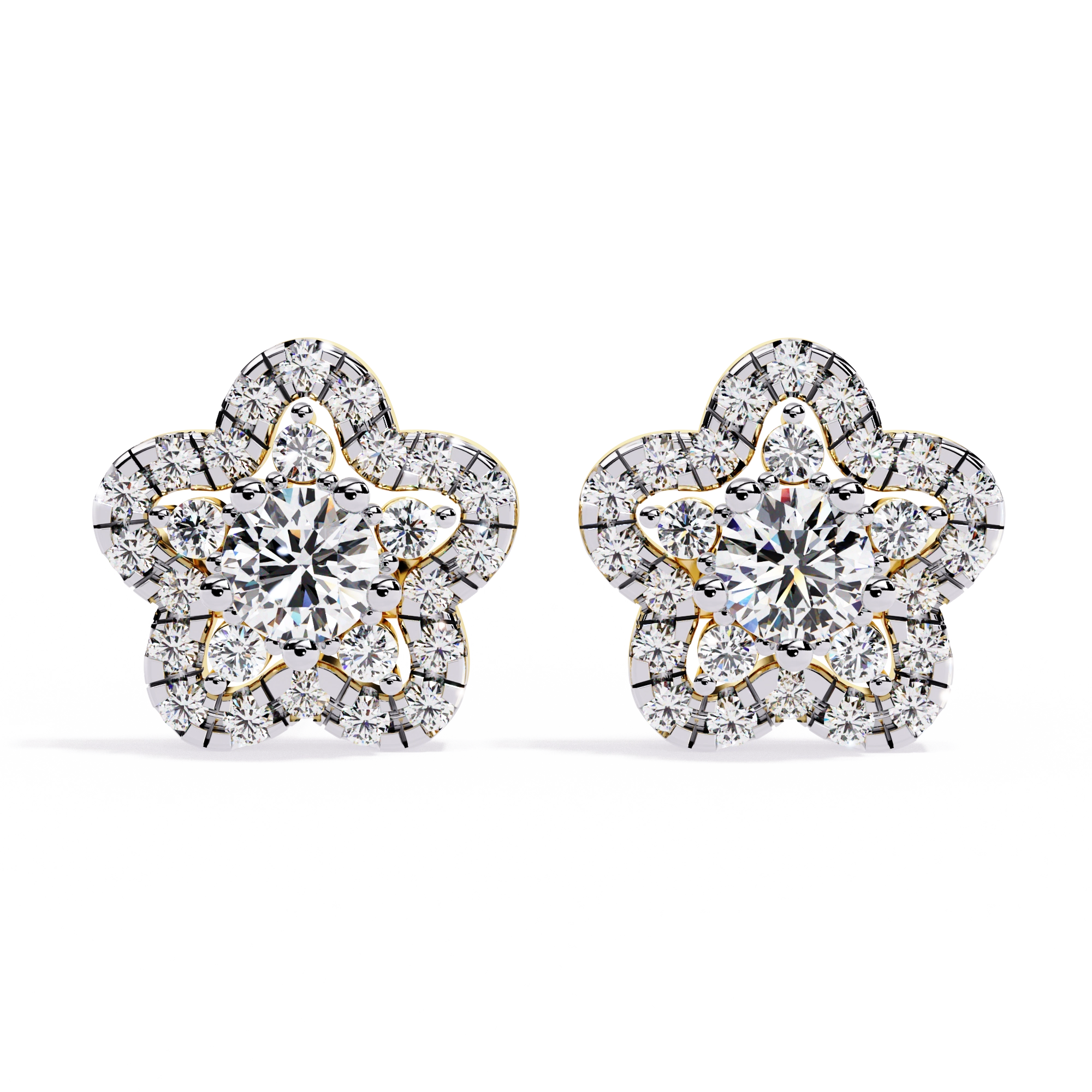Floral Diamond Stud Earrings