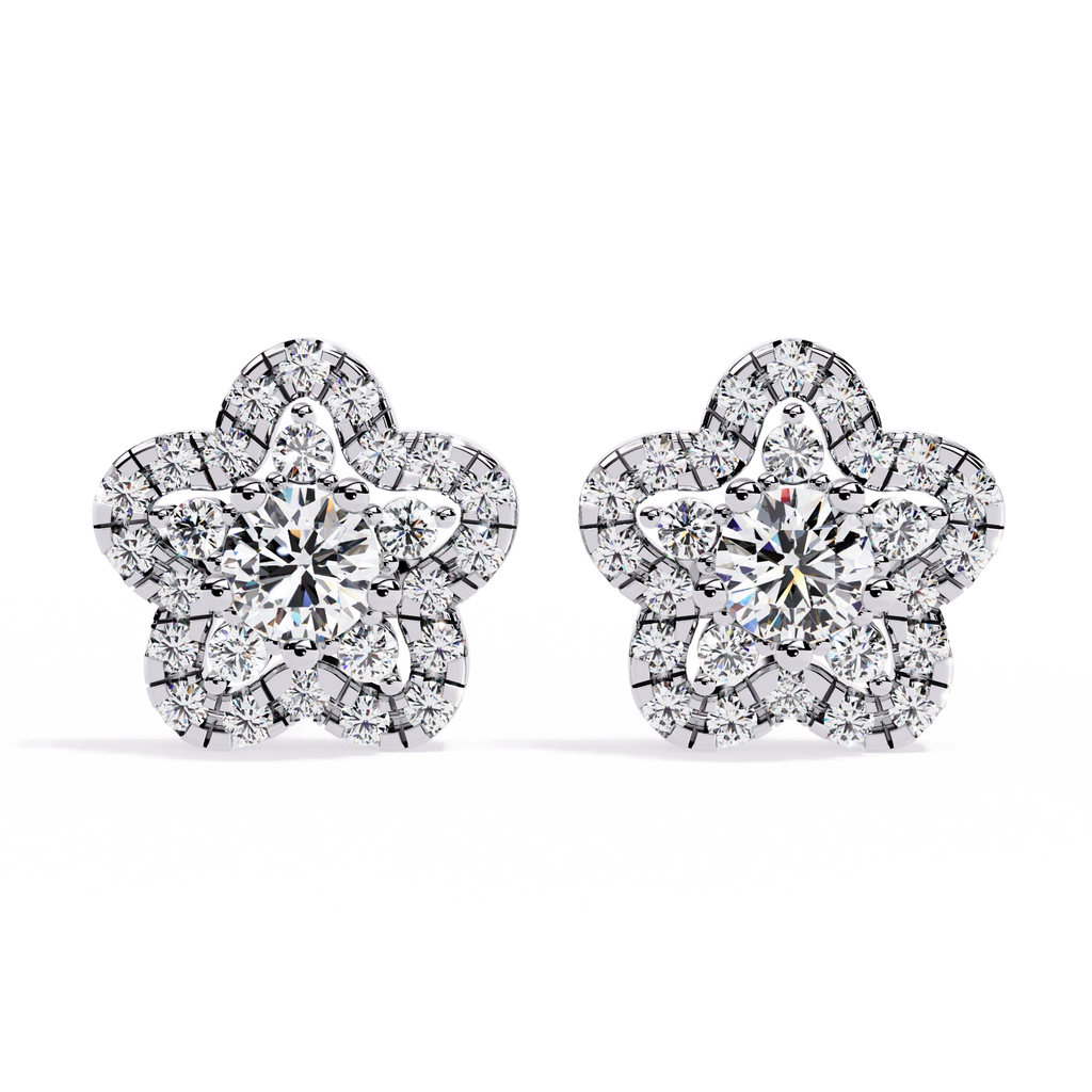Floral Diamond Stud Earrings
