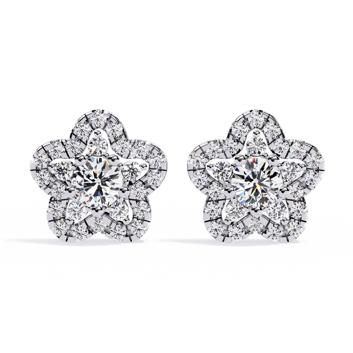 Floral Diamond Stud Earrings