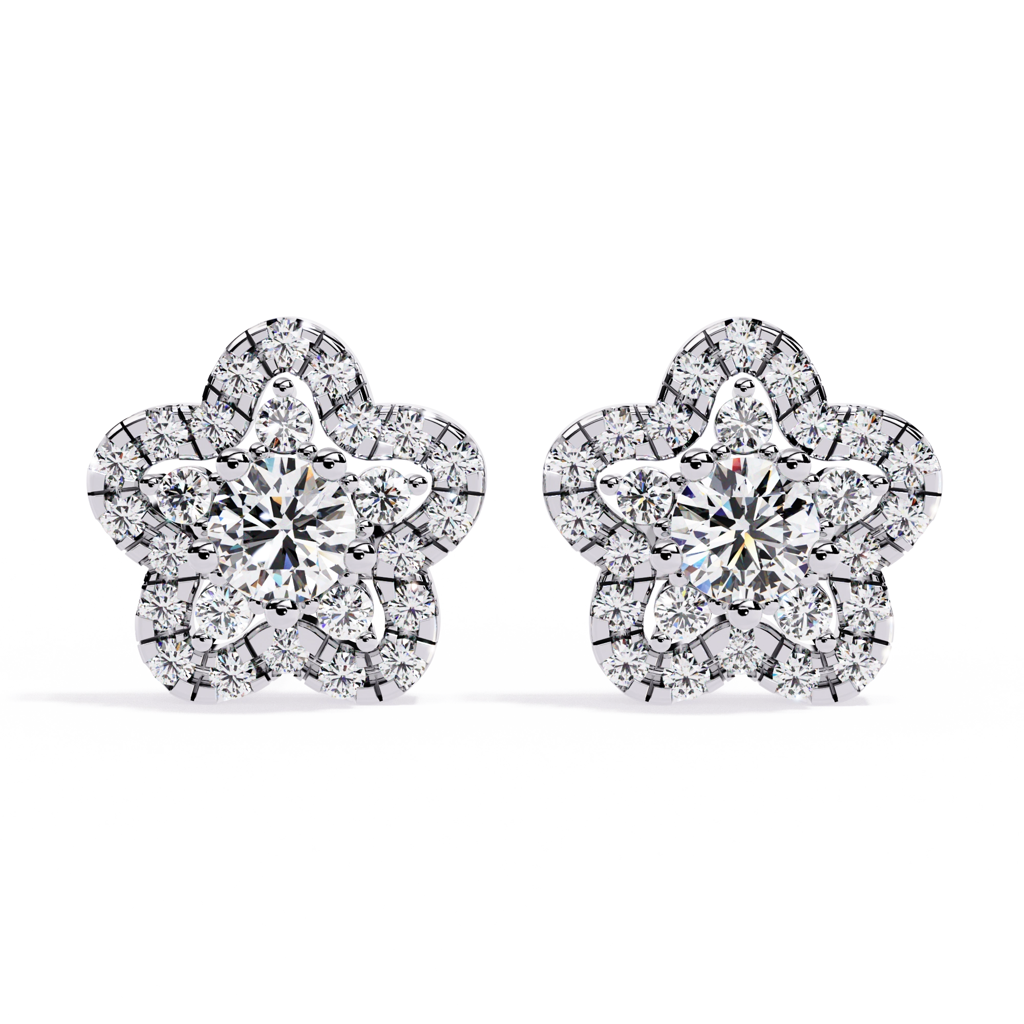 Floral Diamond Stud Earrings