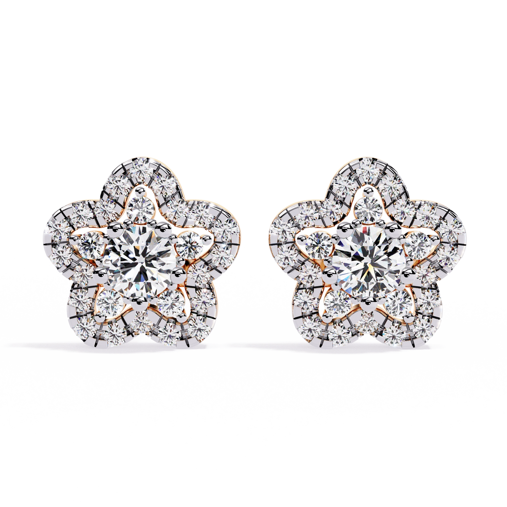 Floral Diamond Stud Earrings