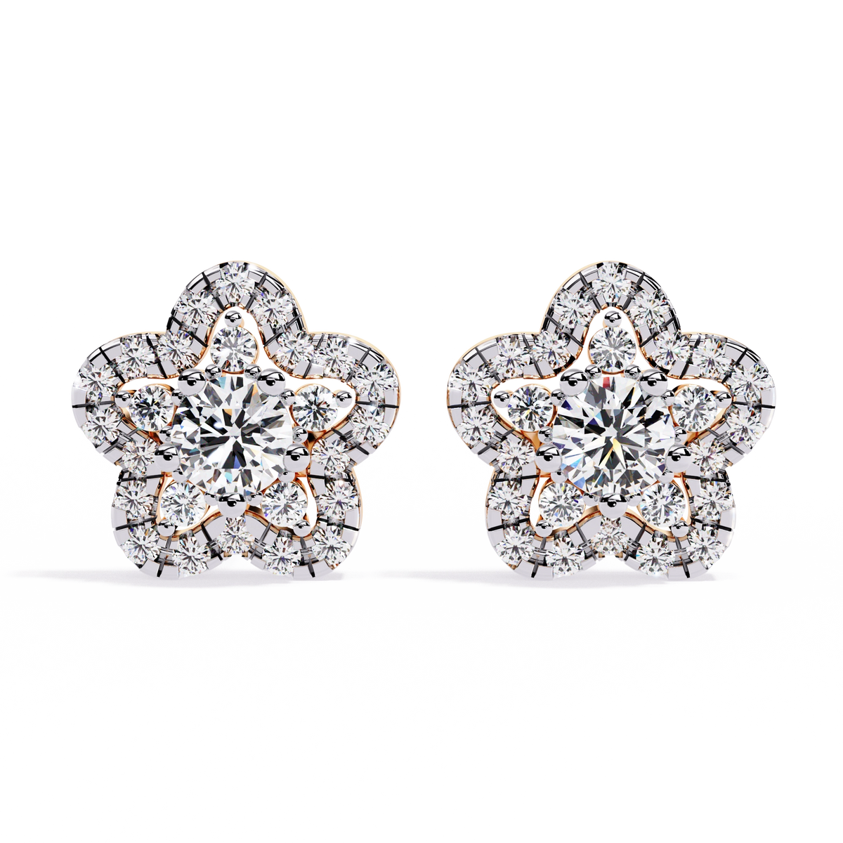 Floral Diamond Stud Earrings