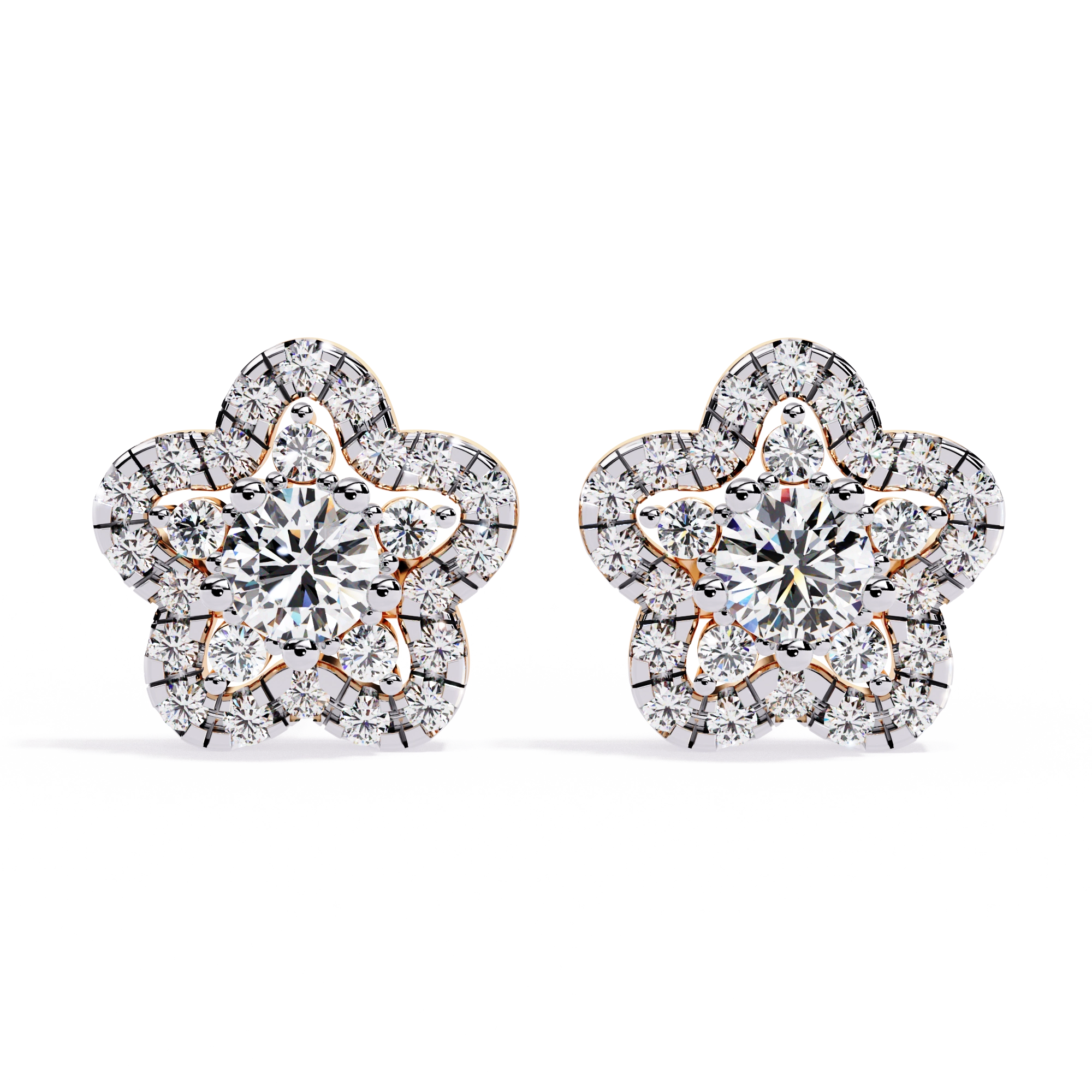 Floral Diamond Stud Earrings