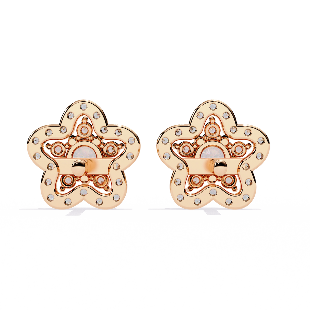 Floral Diamond Stud Earrings